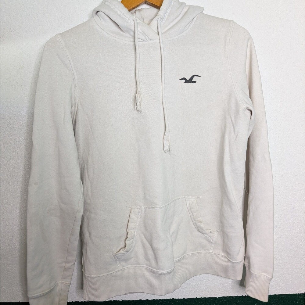 Hollister Sweater Mens Medium White Casual Pullover Hoodie Sweatshirt (345)